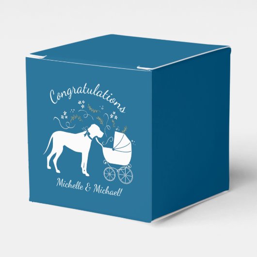 Great Dane Dog Baby Shower Welpe Blue Boy Geschenkschachtel (Vorderseite)