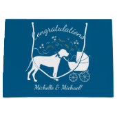 Great Dane Dog Baby Shower Welpe Blue Boy Große Geschenktüte (Vorderseite)