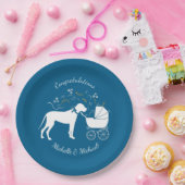 Great Dane Dog Baby Shower Welpe Blue Boy Pappteller (Party)