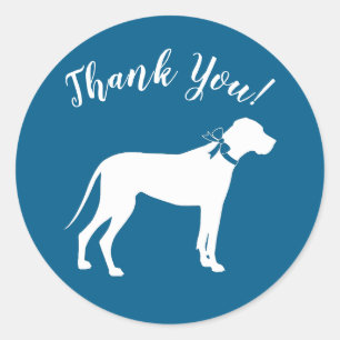 Great Dane Dog Baby Shower Welpe Blue Boy Runder Aufkleber