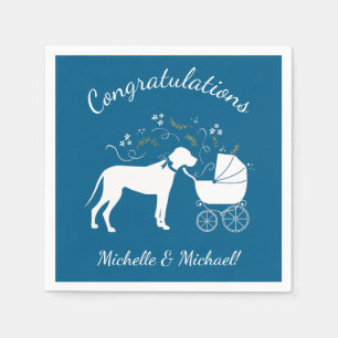 Great Dane Dog Baby Shower Welpe Blue Boy Serviette