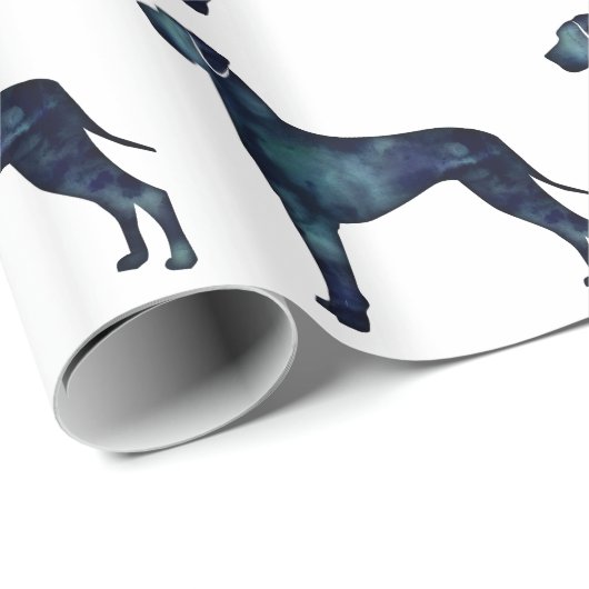 Great Dane Dog Black Watercolor Silhouette Geschenkpapier (Rolleneckpunkt)