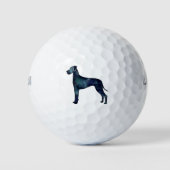 Great Dane Dog Black Watercolor Silhouette Golfball (Vorderseite)