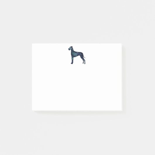 Great Dane Dog Black Watercolor Silhouette Post-it Klebezettel (Vorderseite)