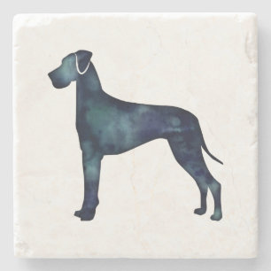 Great Dane Dog Black Watercolor Silhouette Steinuntersetzer
