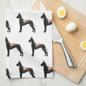 Great Dane Dog Breed Boho Floral Silhouette C Geschirrtuch (Viertel Falte)