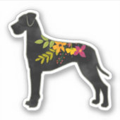 Great Dane Dog Breed Boho Floral Silhouette N Aufkleber (Vorderseite)