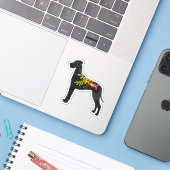 Great Dane Dog Breed Boho Floral Silhouette N Aufkleber (Laptop mit iPhone)