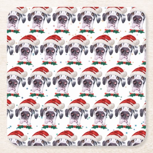 Great Dane Dog Breen Weihnachtsstars Rechteckiger Pappuntersetzer (Vorderseite)