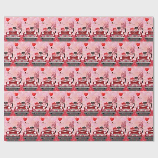Great Dane Dog Car mit Herz Valentins Geschenkpapier (Flach)