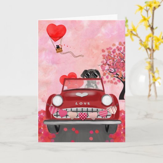 Great Dane Dog Car mit Herz Valentins Karte (Gelbe Blume)