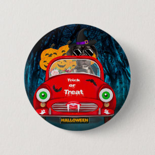 Great Dane Dog Driving Car Beängstigend Halloween Button