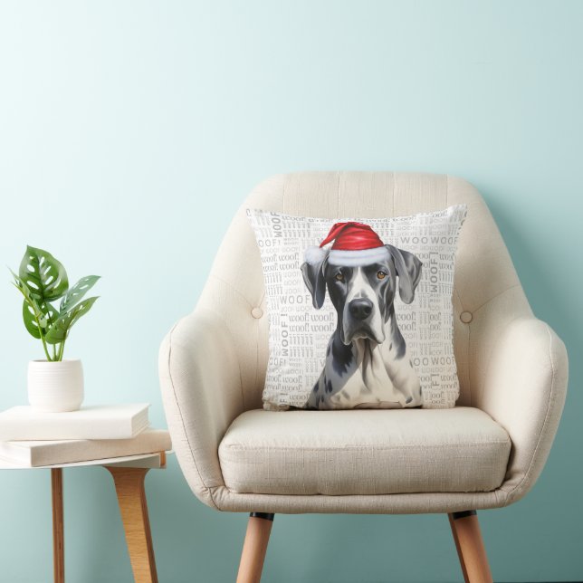 Great Dane Dog Funny Watercolor Weihnachten Kissen (Stuhl )