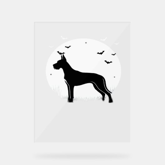 Great Dane Dog - Halloween Moon Silhouette Classic Acrylschild (Vorderseite)