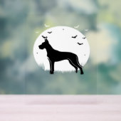 Great Dane Dog - Halloween Moon Silhouette Classic Acrylschild (Neutral)