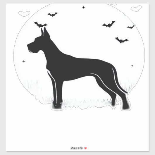 Great Dane Dog � Halloween Moon Silhouette Classic Aufkleber (Blatt)