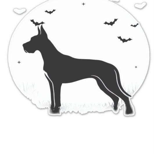 Great Dane Dog � Halloween Moon Silhouette Classic Aufkleber (Vorderseite)