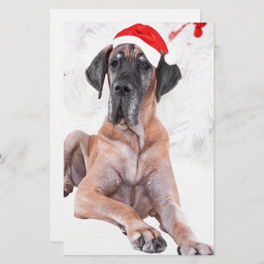 Great Dane Dog Hat frohe Weihnachten Briefpapier (Vorne/Hinten)