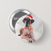 Great Dane Dog Hat frohe Weihnachten Button (Vorne & Hinten)