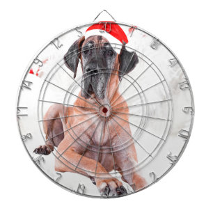 Great Dane Dog Hat frohe Weihnachten Dartscheibe