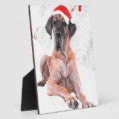 Great Dane Dog Hat frohe Weihnachten Fotoplatte (Seite)