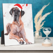 Great Dane Dog Hat frohe Weihnachten Fotoplatte (Seite)