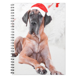 Great Dane Dog Hat frohe Weihnachten Notizblock