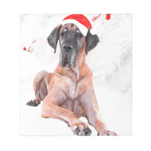 Great Dane Dog Hat frohe Weihnachten Notizblock