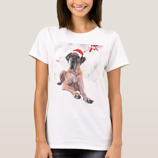 Great Dane Dog Hat frohe Weihnachten T-Shirt (Vorderseite)