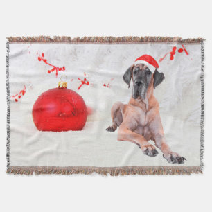 Great Dane Dog Hat Frohe Weihnachts Red Ornament Decke