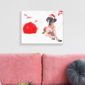 Great Dane Dog Hat Frohe Weihnachts Red Ornament Leinwanddruck (Insitu (Wohnzimmer))