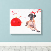 Great Dane Dog Hat Frohe Weihnachts Red Ornament Leinwanddruck (Insitu (Holzboden))