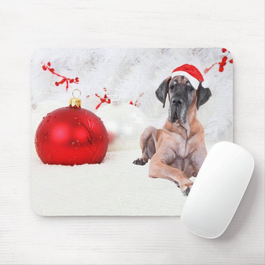 Great Dane Dog Hat Frohe Weihnachts Red Ornament Mousepad (Mit Mouse)
