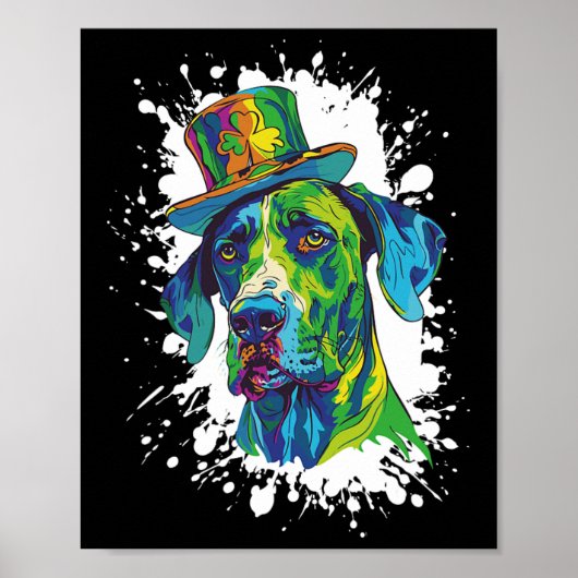 Great Dane Dog Head Irish Funny St Patricks Day Poster (Vorne)