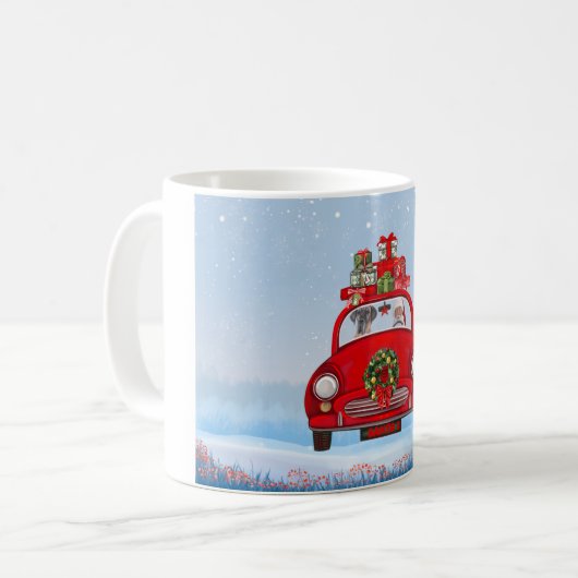 Great Dane Dog In Car With Santa Claus Kaffeetasse (Vorderseite Links)