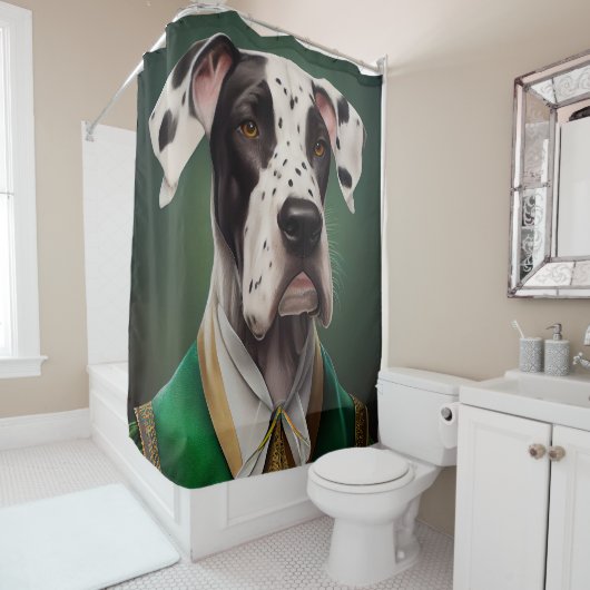 Great Dane Dog in St. Patrick's Day Dress Duschvorhang (Beispiel)