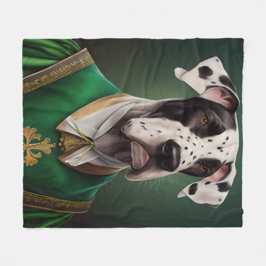 Great Dane Dog in St. Patrick's Day Dress Fleecedecke (Vorderseite (Horizontal))