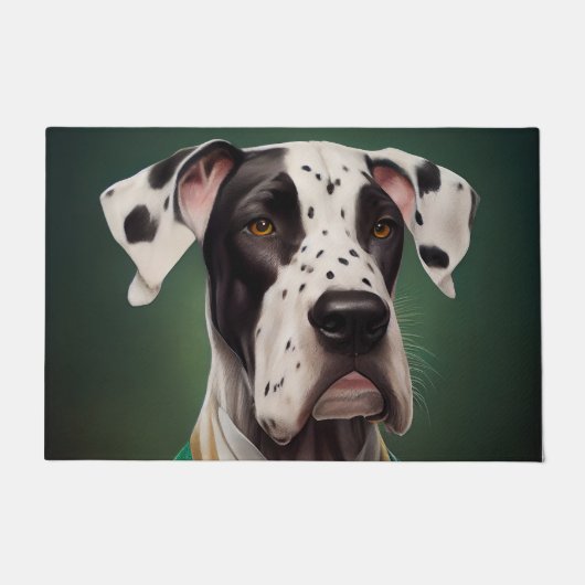 Great Dane Dog in St. Patrick's Day Dress Fußmatte (Vorderseite)