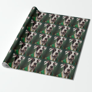 Great Dane Dog in St. Patrick's Day Dress Geschenkpapier