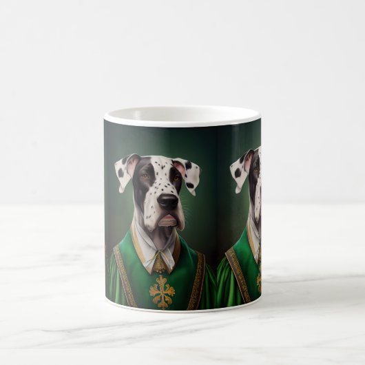 Great Dane Dog in St. Patrick's Day Dress Kaffeetasse (Mittel)