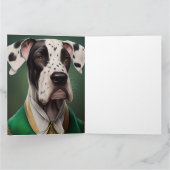 Great Dane Dog in St. Patrick's Day Dress Karte (Innenseite)
