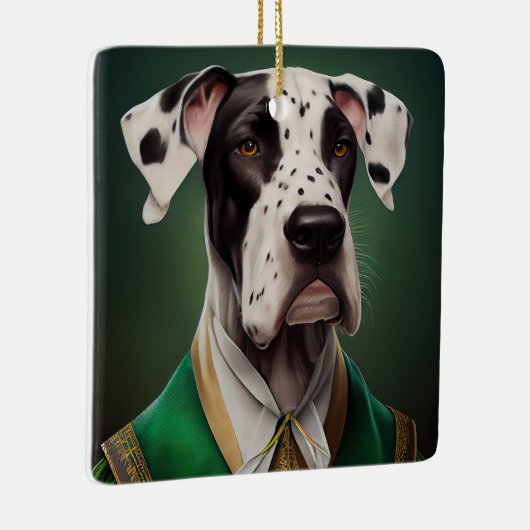Great Dane Dog in St. Patrick's Day Dress Keramikornament (Rechts)