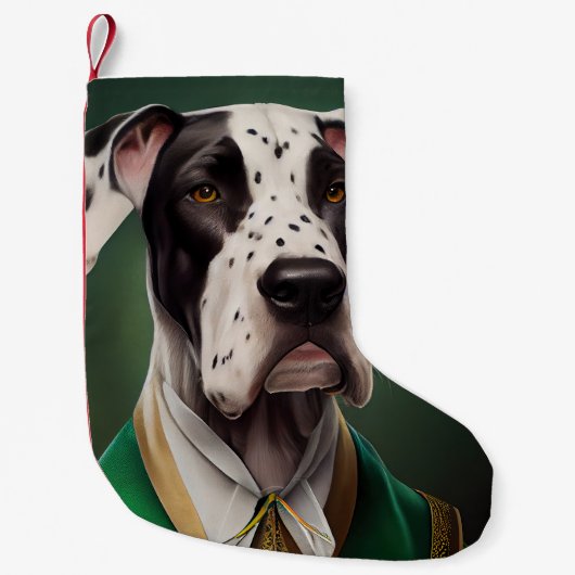 Great Dane Dog in St. Patrick's Day Dress Kleiner Weihnachtsstrumpf (Vorderseite)