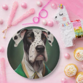 Great Dane Dog in St. Patrick's Day Dress Pappteller (Party)