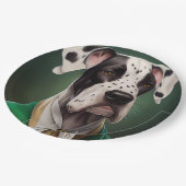 Great Dane Dog in St. Patrick's Day Dress Pappteller (Schrägansicht)