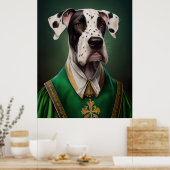Great Dane Dog in St. Patrick's Day Dress Poster (Küche)