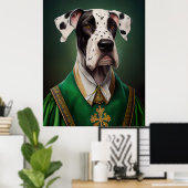 Great Dane Dog in St. Patrick's Day Dress Poster (Heimbüro)