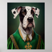 Great Dane Dog in St. Patrick's Day Dress Poster (Vorne)