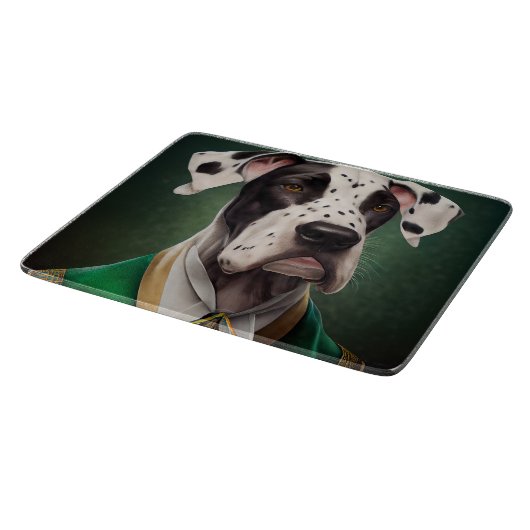 Great Dane Dog in St. Patrick's Day Dress Schneidebrett (Ecke)