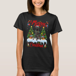 Great Dane Dog Lights Xmas Tree Santa Great Dane C T-Shirt